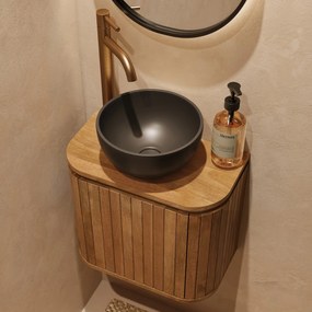 Livli Estrela toiletmeubel links 40cm ribbelfront met mat zwarte waskom