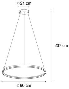 Hanglamp brons 60 cm incl. LED 3-staps dimbaar - Girello Design rond Binnenverlichting Lamp