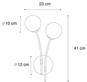 Moderne wandlamp zwart 2-lichts met smoke glas - Athens Landelijk G9 Binnenverlichting Lamp
