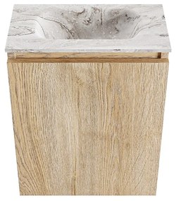 Mondiaz Ture DLux toiletmeubel 40cm washed oak met wastafel glace midden zonder kraangat