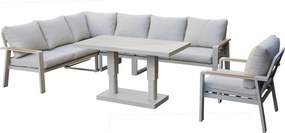 Lola dining hoek loungeset 6 delig verstelbare tafel latte zand