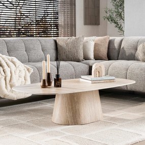 Ovale Salontafel Travertin - 135 X 70cm.