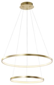 QAZQA Eettafel / Eetkamer Moderne ring hanglamp goud incl. LED - Anella Duo Modern rond Binnenverlichting Lamp