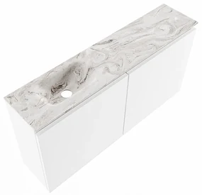 Mondiaz Ture DLux toiletmeubel 100cm talc met wastafel glace links met kraangat