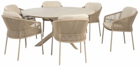 Taste by 4 Seasons Florence tuinset latte met prado tafel keramiek 160 cm Tuinstoel   taupe weerbestendig