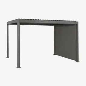 Bioclimatische Aluminium Pergola Met Lamellen En Zijscherm Druvia Grijs – Grafiet & Pergola Van 3x4 M Met 1 Zonnescherm Van 3 M - Sklum