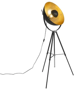 Vloerlamp zwart met goud 51 cm verstelbaar tripod - Magnax Industriele / Industrie / Industrial E27 Binnenverlichting Lamp