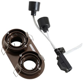 Afgeronde inbouwspot donkerbrons GU10 35mm kantelbaar 2-lichts - Installa