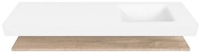 Zaro Alan badmeubel 170cm met planchet washed oak en vrijhangende wastafel cloud rechts zonder kraangat talc