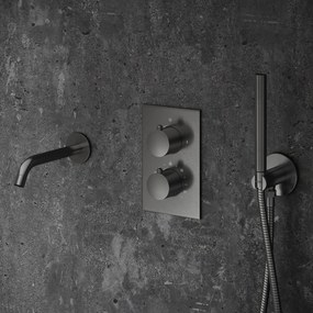 Saniclear Iron Stripes inbouw thermostaat met inbouwdeel verouderd ijzer - gunmetal