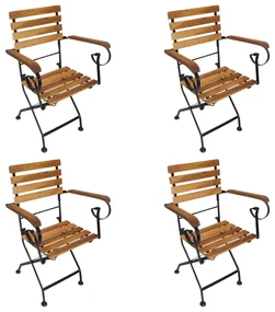 vidaXL Tuinstoelen inklapbaar 4 st staal en massief acaciahout