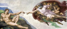 Kunstreproductie Hands of God and Adam, Michelangelo Buonarroti