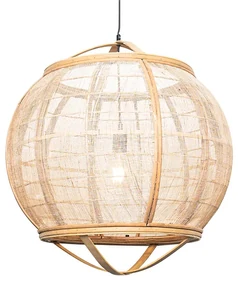 Stoffen Smart hanglamp bruin 58 cm incl. Wifi G95 - Pascal E27 bol / globe / rond Binnenverlichting Lamp