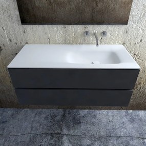 Zaro Valencia Solid Surface badmeubel 120cm mat antraciet zonder kraangat spoelbak rechts