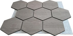 Hexagon Panel Grijs Walnoot met Grijs Vilt 81CM | Akoestisch | Wanddecor | Zeshoekig- Grijs vilt