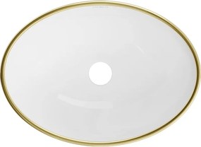 Mexen Elza opzetwastafel 40 x 33 cm, wit/goud ruitpatroon - 21014009