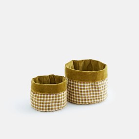 Set van 2 kleine omkeerbare katoenen manden, NINON