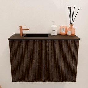 Mondiaz Joya 60cm toiletmeubel walnut met wastafel faye links 1 kraangat urban