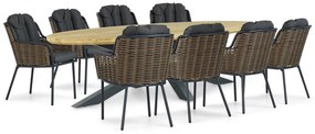 Tuinset 8 personen 280 cm Aluminium/wicker Grijs Santika Furniture Santika