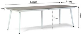 Tuinset 6 personen 240 cm Aluminium/Rope /Aluminium/polywood Wit Santika Furniture Santika