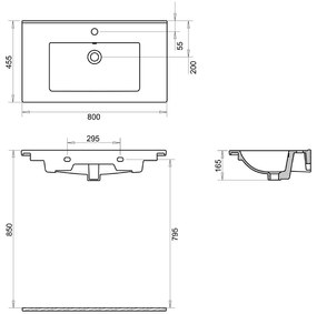 Sanicare Q10 keramische wastafel 80x45cm wit