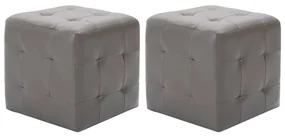 vidaXL Poef 2 st 30x30x30 cm kunstleer grijs