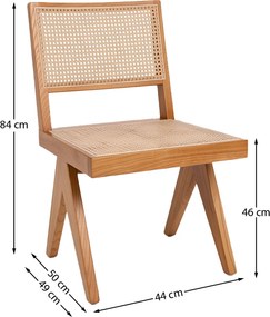 Houten Stoel Met Rotan Webbing Naturel