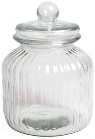 Voorraadpot, glas, ribbels, 2,2 liter