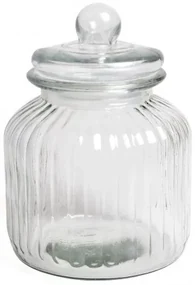 Voorraadpot, glas, ribbels, 2,2 liter