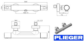 Plieger Milano douchekraan thermostatisch chroom