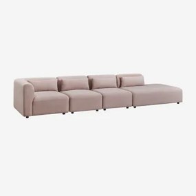 Fogler 4-delige Modulaire Hoekbank Met Chaise Longue Rechts Corduroy Roze Wijn - Sklum
