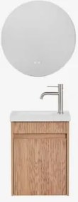 Narek Zwevend Houten Badkamermeubelset Met Geïntegreerde Wastafel Ash Brown & Geborsteld Grijs ↑20 Cm Met Overloop Aftapventiel Orveta & ↔þ - Sklum