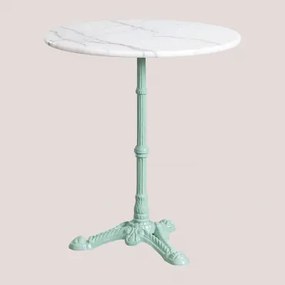 Ronde Bar Tafel Van Moka Marmer Groen Paradijs Eiland & Wit Marmer Guangxi & Ø70 Cm - Sklum