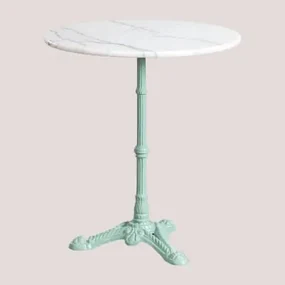 Ronde Bartafel In Marmer Moka Groen Paradijs Eiland & Ø70 Cm - Sklum