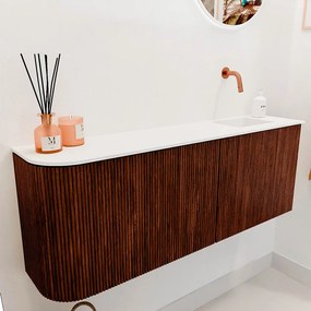 Mondiaz Joya 110cm toiletmeubel ronding links ruby met wastafel faye rechts zonder kraangat talc