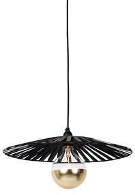 Stoffen Hanglamp zwart 46 cm incl. G125 kopspiegel goud dimbaar - Leia Landelijk E27 rond Binnenverlichting Lamp