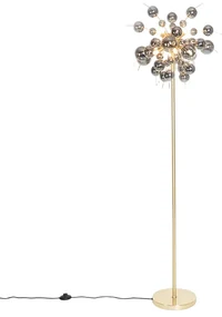 Design vloerlamp messing met smoke glas 8-lichts - Explode Design G9 Binnenverlichting Lamp