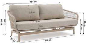 Stoel en Bank Loungeset 5 personen Aluminium/rope Taupe  Lifestyle Garden Furniture Cordoba