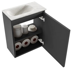 Mondiaz Ture DLux toiletmeubel 40cm dark grey met wastafel ostra links zonder kraangat