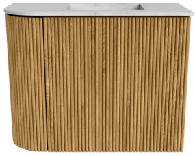 Mondiaz Joya DLux 50cm toiletmeubel ronding links oak met wastafel faye rechts 1 kraangat opalo