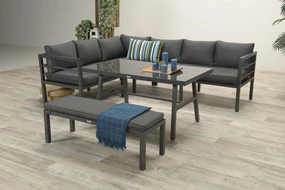 Bari lounge diningset - 4 delig - donker grijs