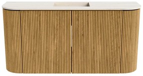 Mondiaz Joya DLux 85cm toiletmeubel ronding links/rechts oak met wastafel faye midden 1 kraangat meli
