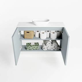 Mondiaz Fowy toiletmeubel 80cm clay met witte waskom midden en kraangat