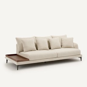 Halve bank met tafelblad, van gevlochten polyester, MODERNISTE