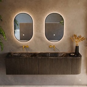 Mondiaz Kurve-dlux 175cm badmeubel ronding rechts shadow met 2 lades en 1 deur en wastafel stor small dubbel/links zonder kraangat lava