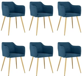 vidaXL Eetkamerstoelen 6 st fluweel blauw