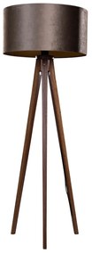 Vloerlamp tripod walnoot hout met velours kap bruin 50cm - Tripod Classic