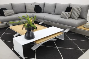Suns Stockholm loungeset - White/teak - light antraciet