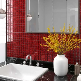 vidaXL Mozaïektegels 22 st zelfklevend 30x30 cm glas rood