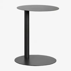 Ronde Bijzettafel Ø40 Cm Van Staal Yannik Gris Granito - Sklum